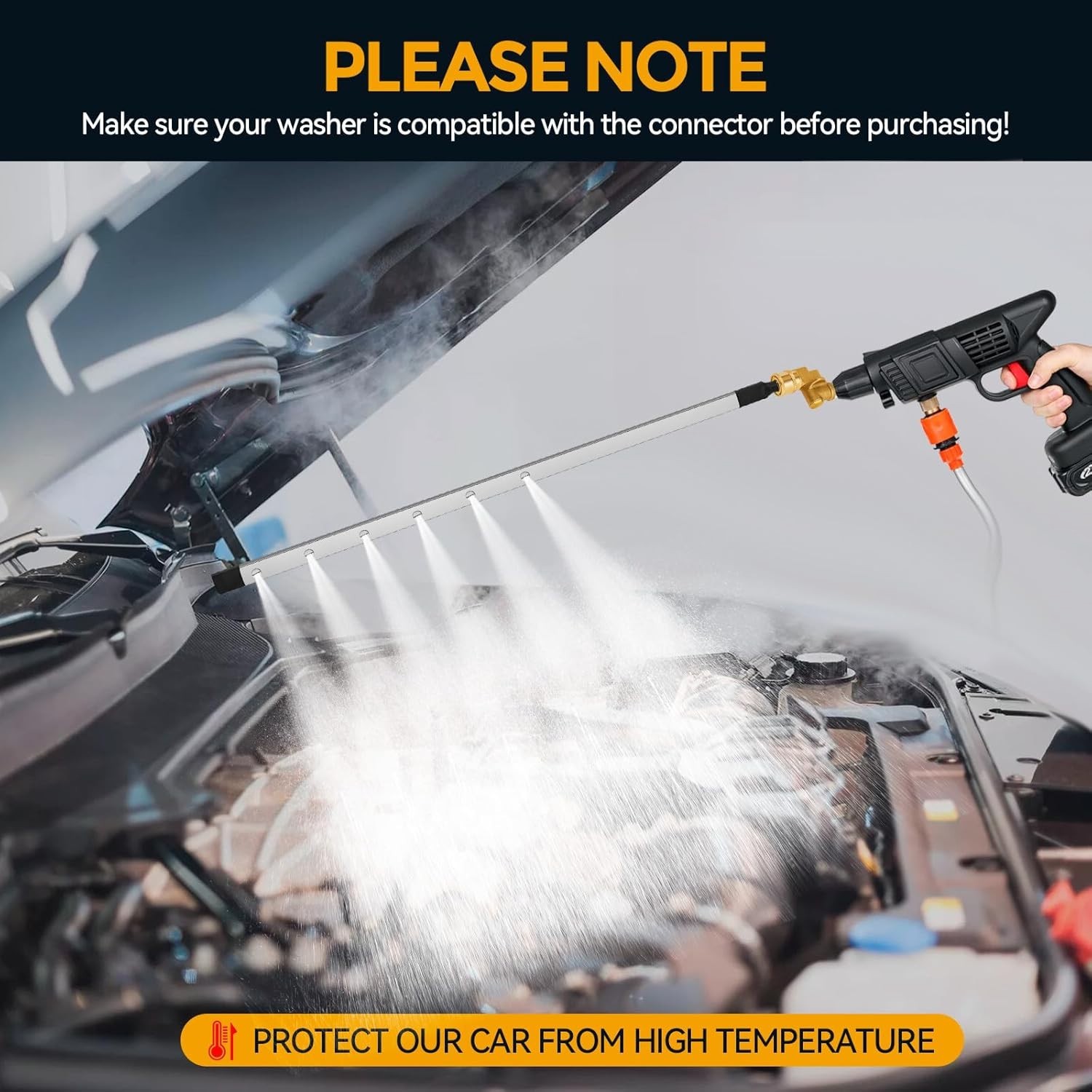 39” Portable Car Radiator Cleaning Wand With 25° Fan Nozzle for Power washer