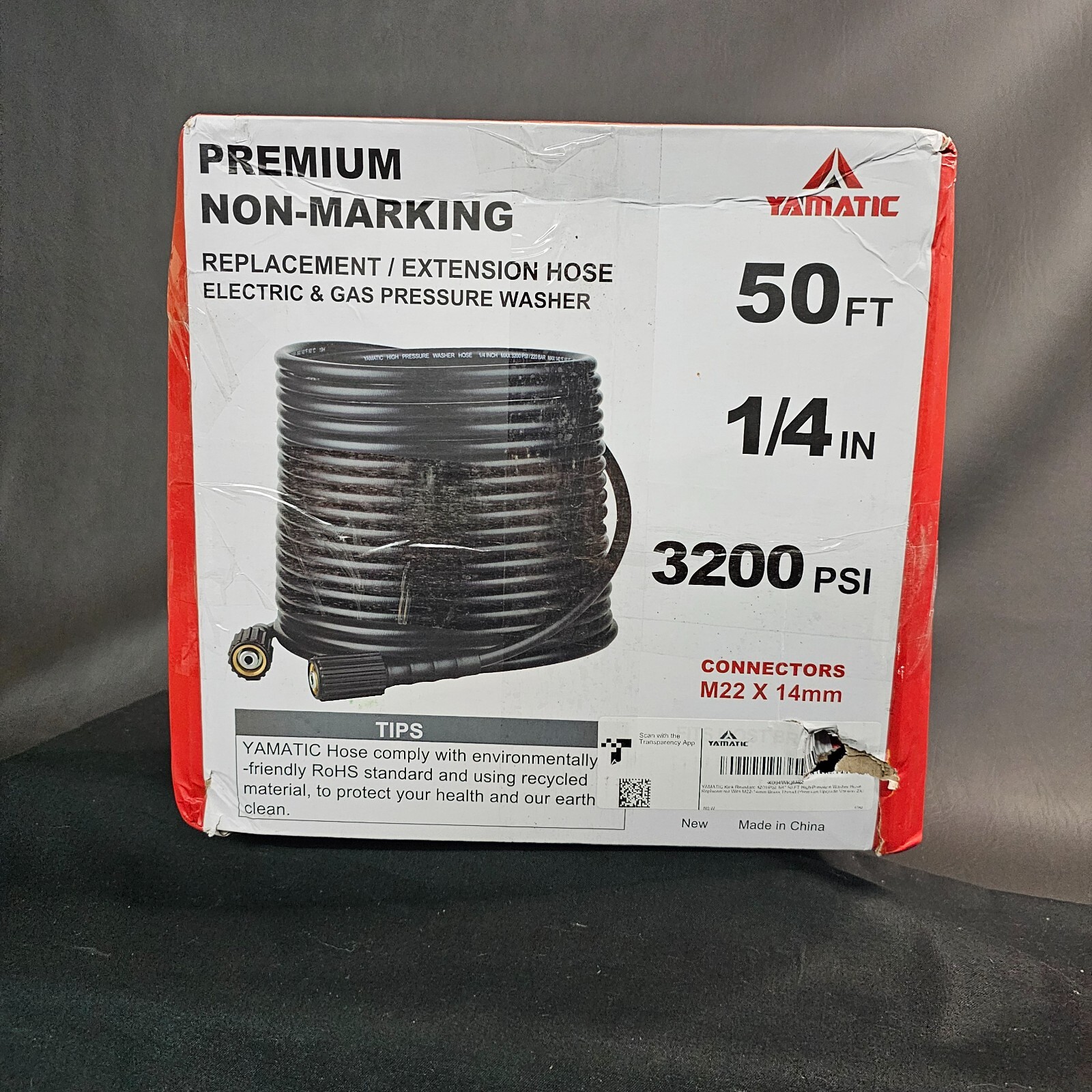 YAMATIC 3200 PSI Pressure Washer Hose Kink Resistance 1/4″ M22-14mm