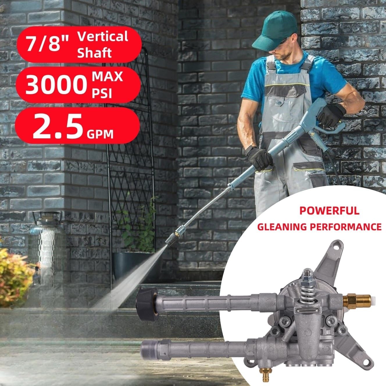 Vertical Pressure Washer Pump 2600-3000 PSI 2.5 GPM for Troy Bilt & Craftsman