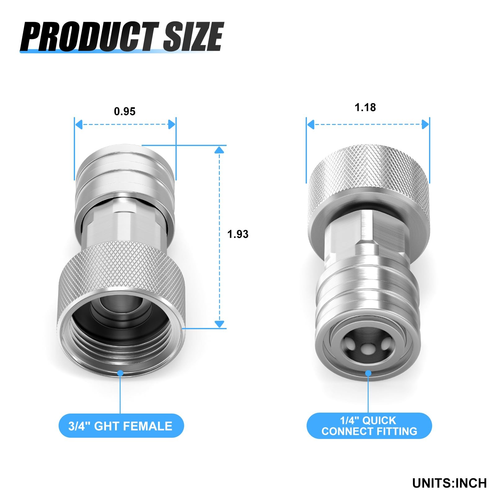 MEANLIN 2Pcs Garden Hose to Pressure Washer Adapter, 3/4″ GHT to 1/4″ Quick C…