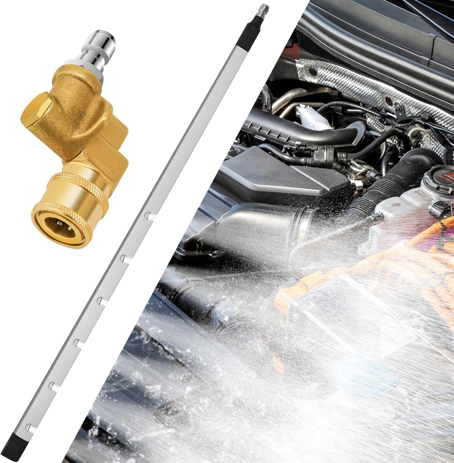 39” Portable Car Radiator Cleaning Wand With 25° Fan Nozzle for Power washer