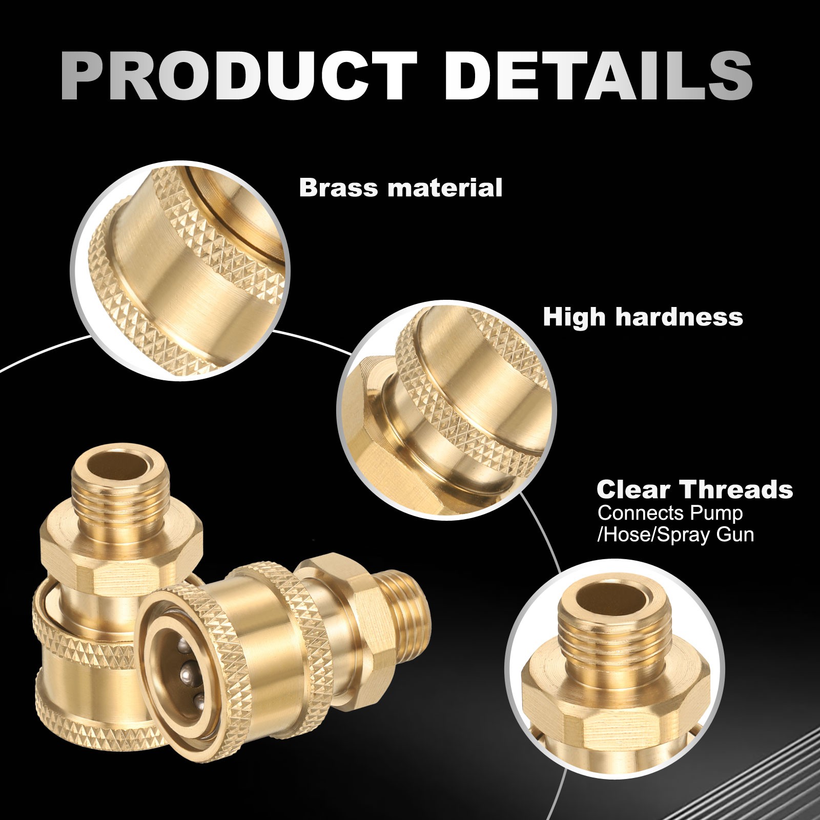 2Pcs Pressure Washer Adapter, 1/4″ Female Quick Plug to G1/4″ Female Brass