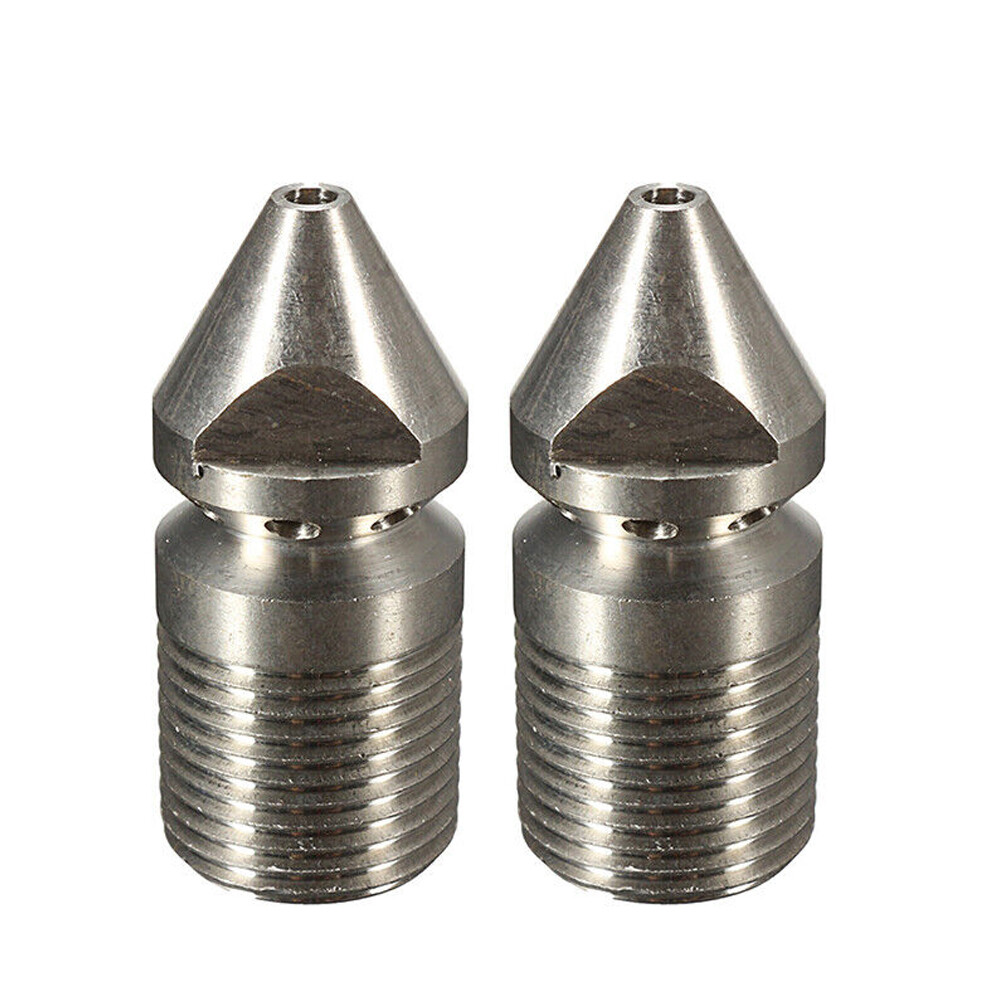 2PC 3/8″ High Pressure Washer Sewer Jetter Spray Head Hose Drain Cleaner Nozzles