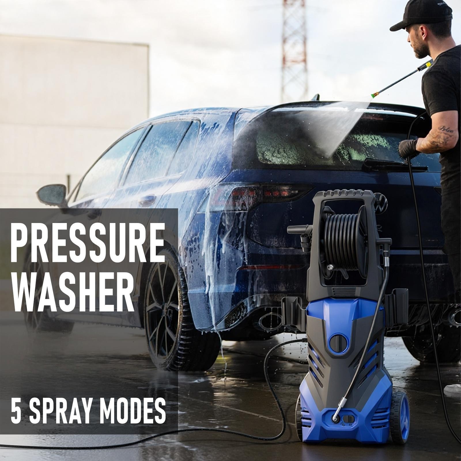 Pressure Washer 4200PSI 2.5GPM, Retractable Hose Reel, 4 Nozzle Tips, for Yard