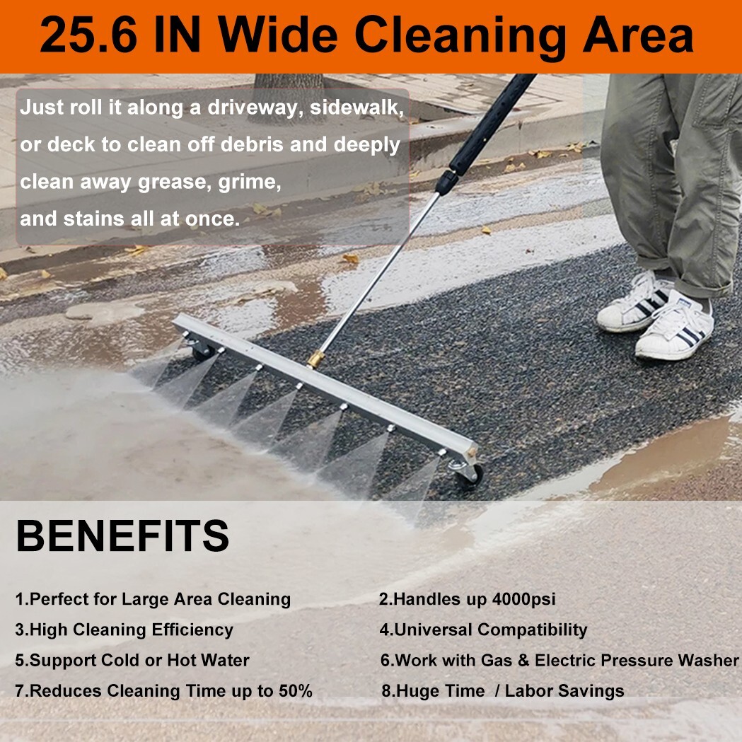 25.6″ Pressure Washer Surface Cleaner Water Broom Undercarrige Car Clean Brush