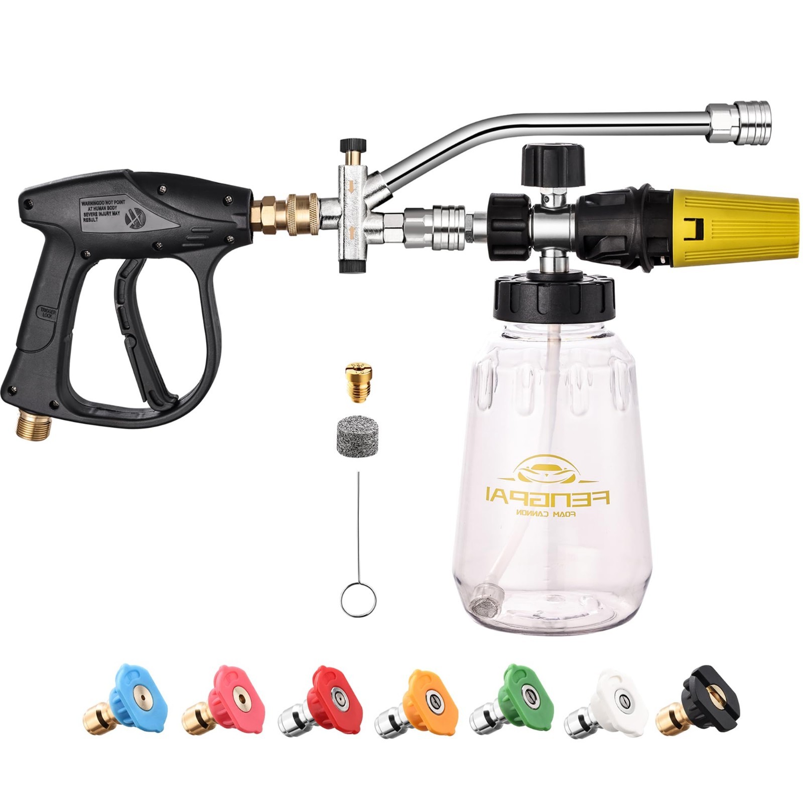 Pressure Washer Foam Cannon Kit – Dual Connector, 7 Nozzles, Adjustable Snow Foa