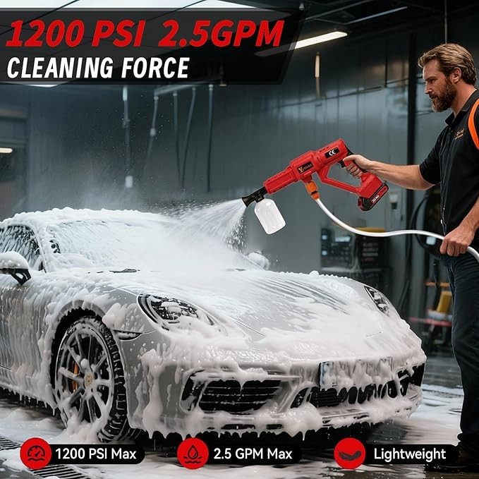 Cordless Pressure Washer for Milwaukee M18 Battery, Portable Cordless Power Wash