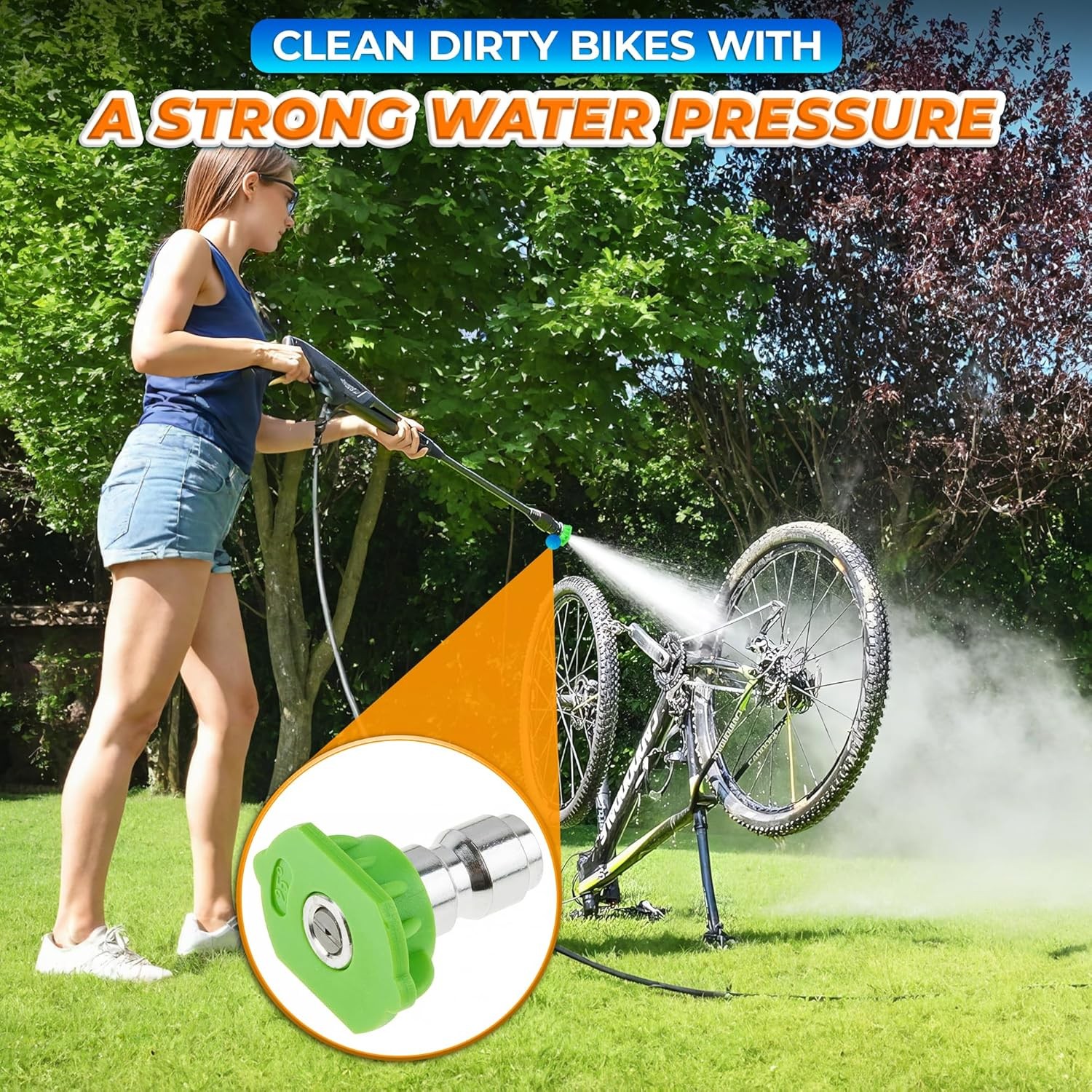 5PCS Pressure Washer Nozzle Tips – 1/4″ Quick Connect, 2700 PSI Spray Nozzles, 0