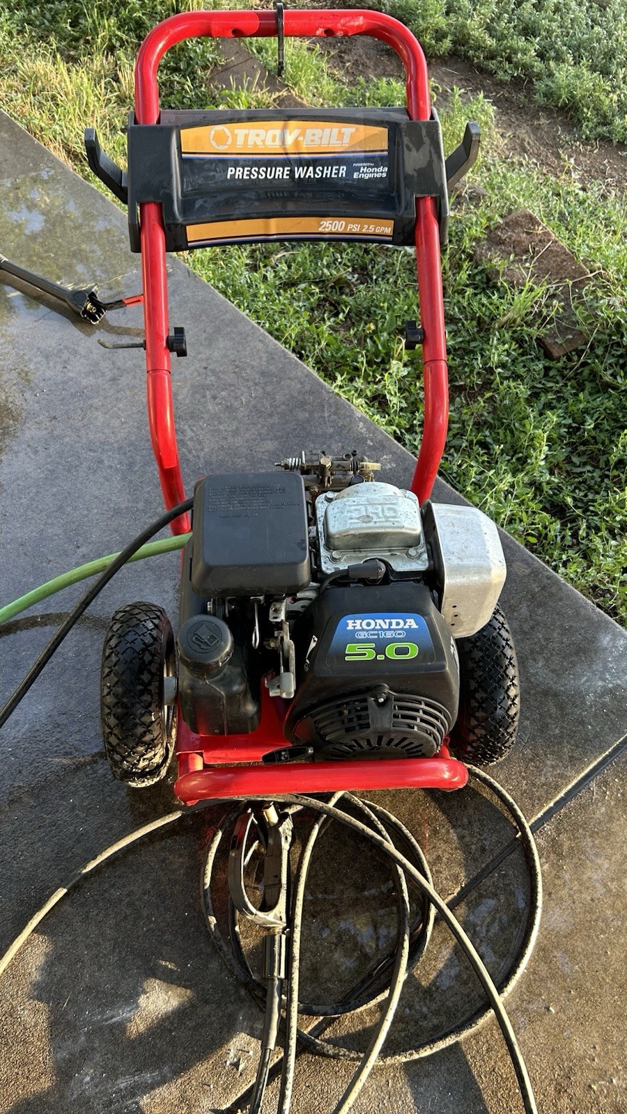 Troy-Bilt 2500 PSI 2.5 GPM with Honda engine GC160 160cc,5.0 HP.hose(No washer g