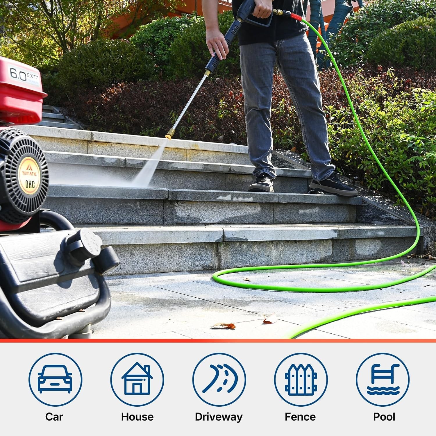 Kink Resistant Pressure Washer Hose 25FT – Perfect for Gas & Electric Washers