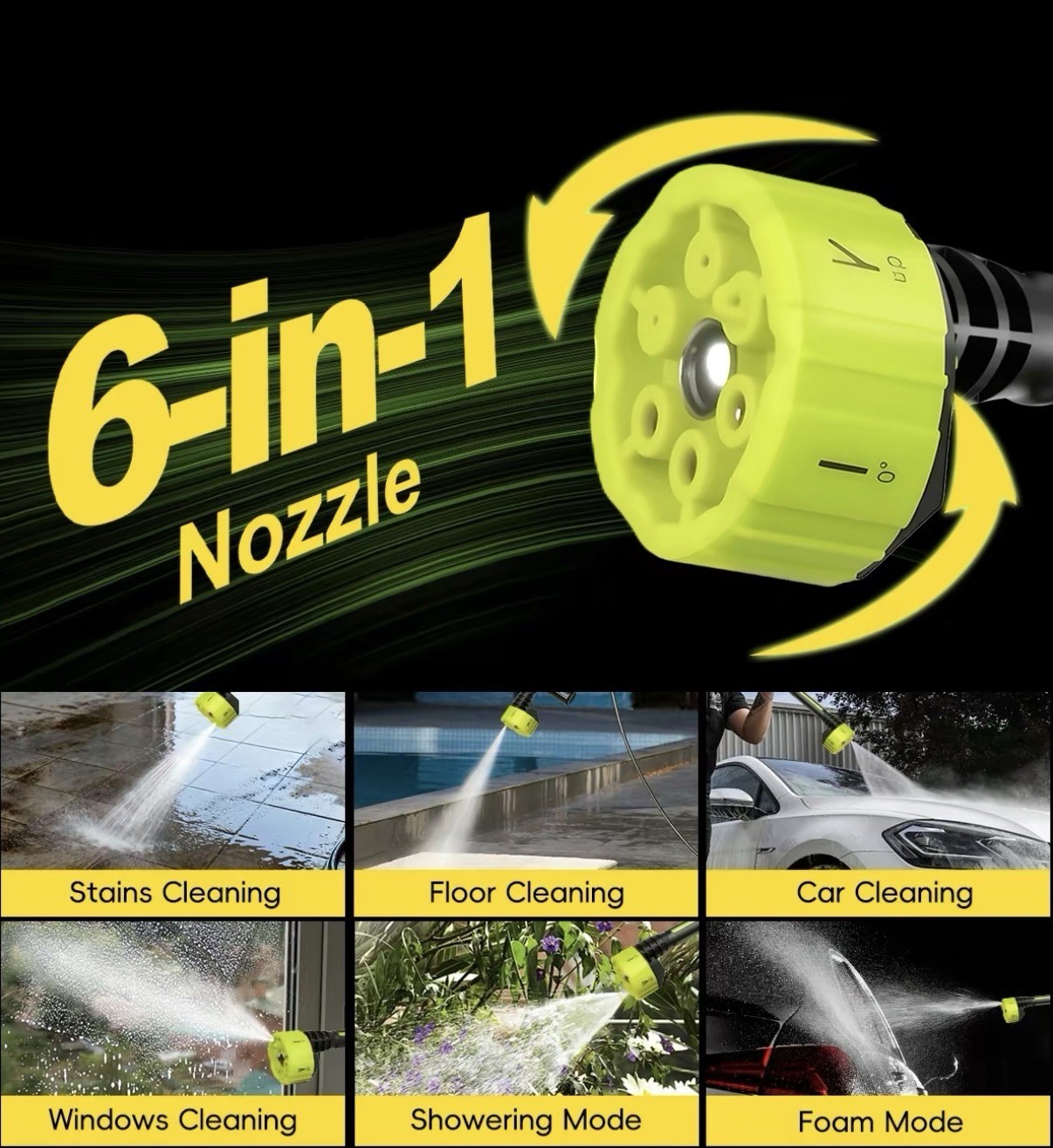 SEESE 1000 PSI Cordless Pressure Washer for Car & Garden with Charger Base