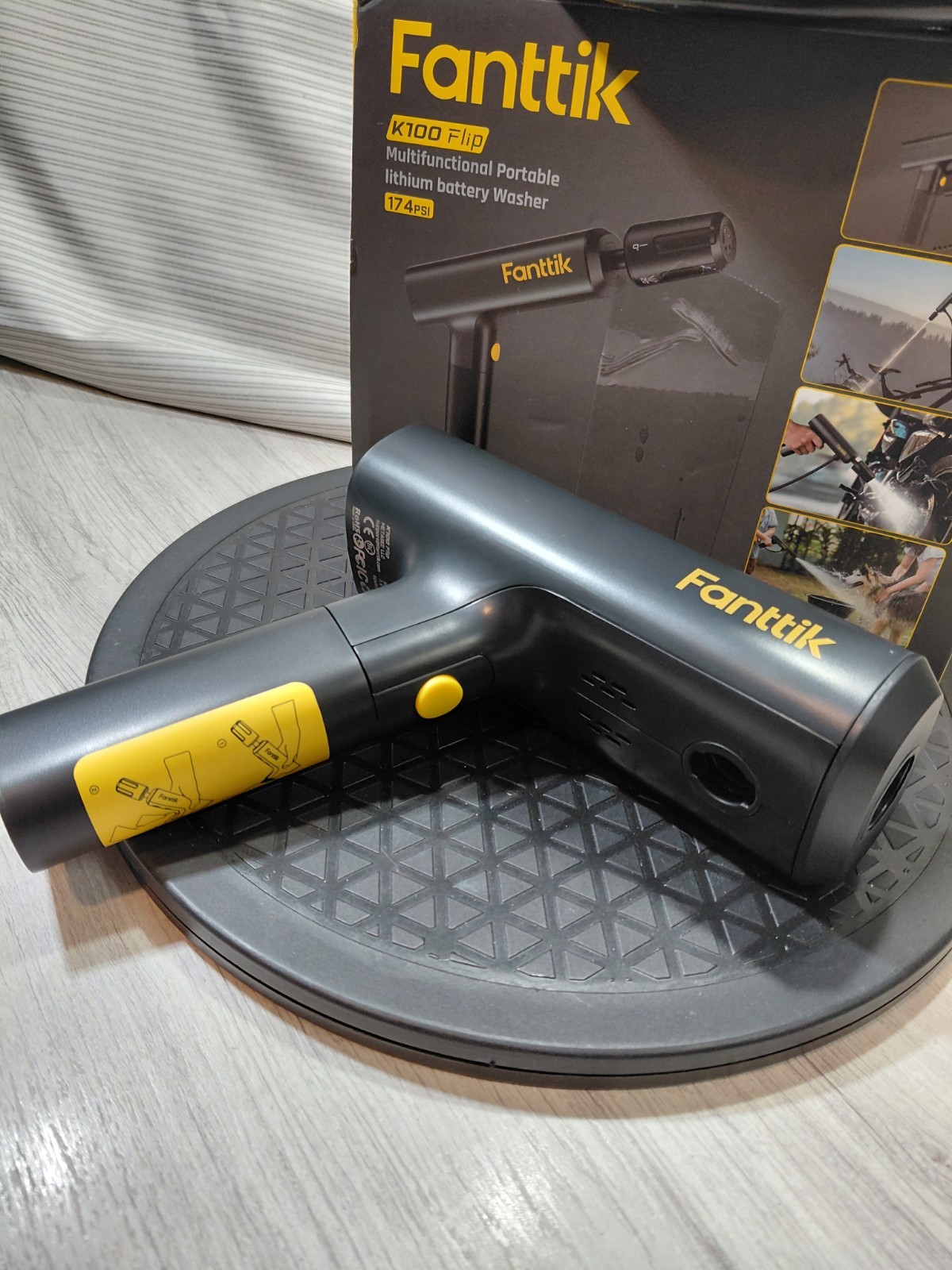 Fanttik K100 Flip Battery Cold Water Pressure Washer 174 PSI w/ Hose Nozzle