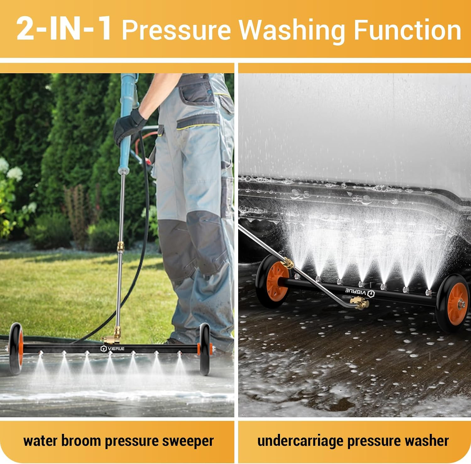 2-in-1 Undercarriage Pressure Washer Attachment,24 Inch Pressure Washer Water