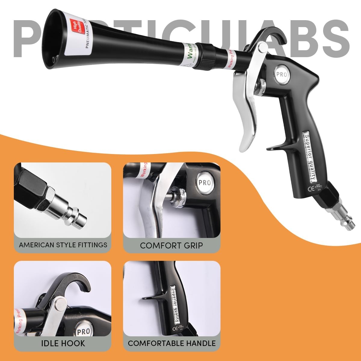 Tornado Air Blow Gun for Car Detailing High Pressure Dry Cleaning Gun with B…