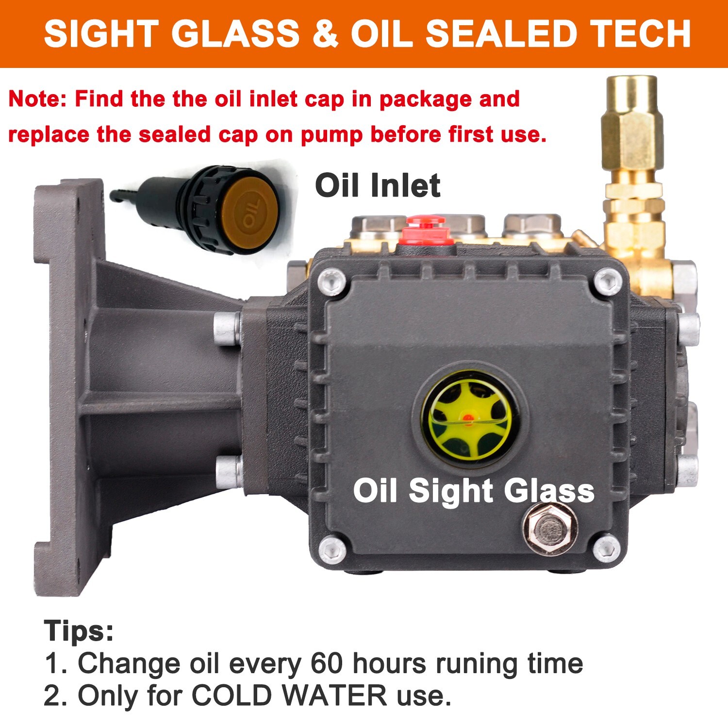 3600 PSI Pressure Washer Water Pump 1″ Horizontal Shaft For AR RSV4G40