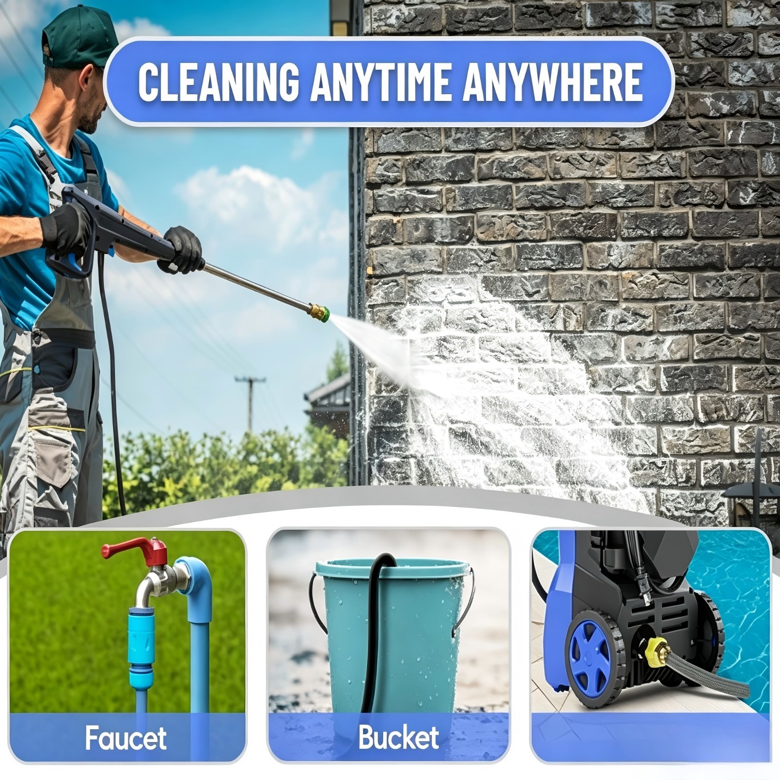 Pressure Washer 4200PSI 2.5GPM, Steel Lance, Total Stop System, for Car Wash