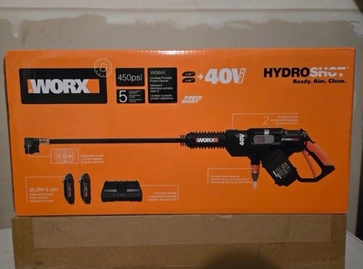 WORX HYDRO SHOT Portable Power Washer, Cleaner. 20Volt. WG629.1 With Battery.