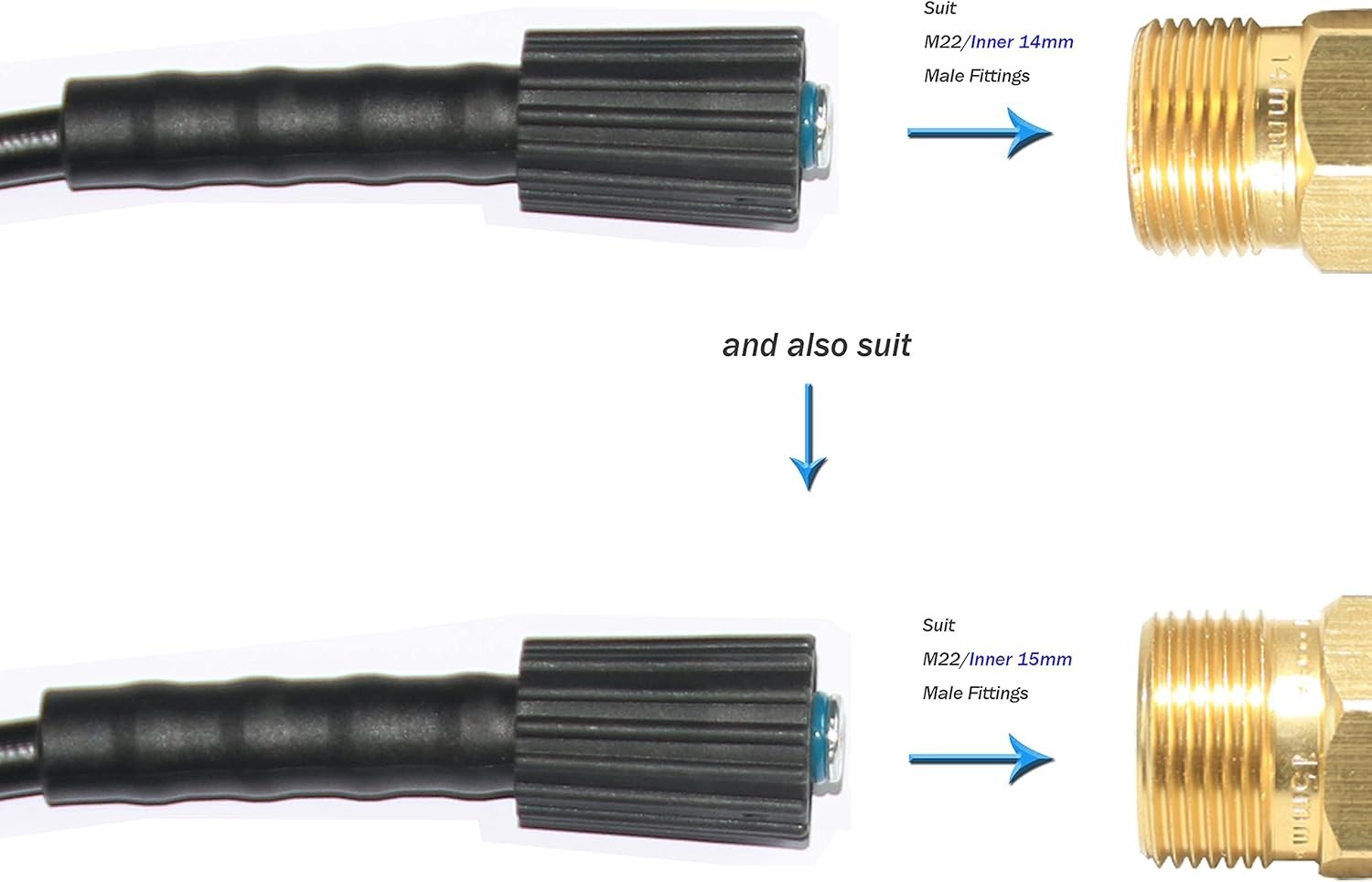 Versatile 35FT High Pressure Washer Hose 1/4-inch with M22 Adapter Included