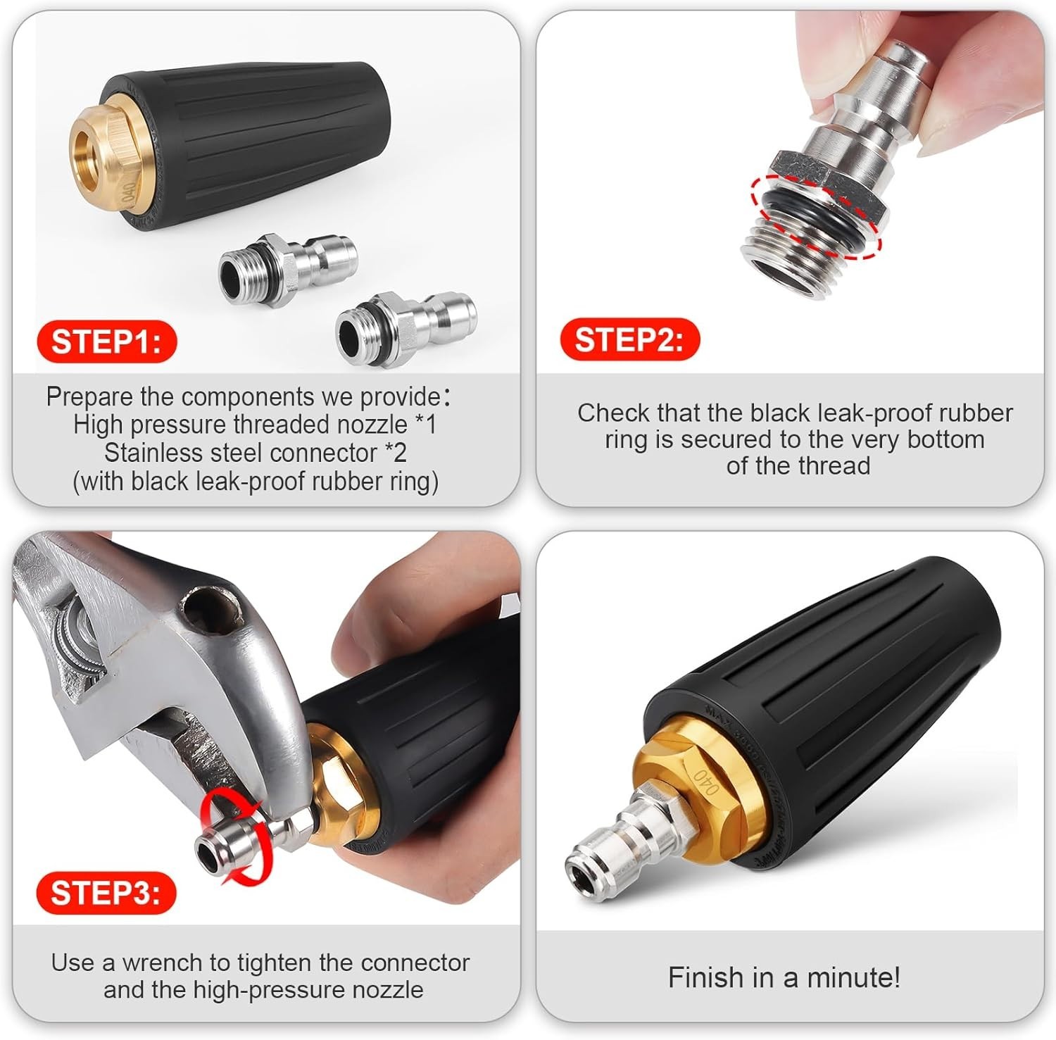 High-Pressure Turbo Nozzle with Quick Connect for Exceptional Cleaning Power