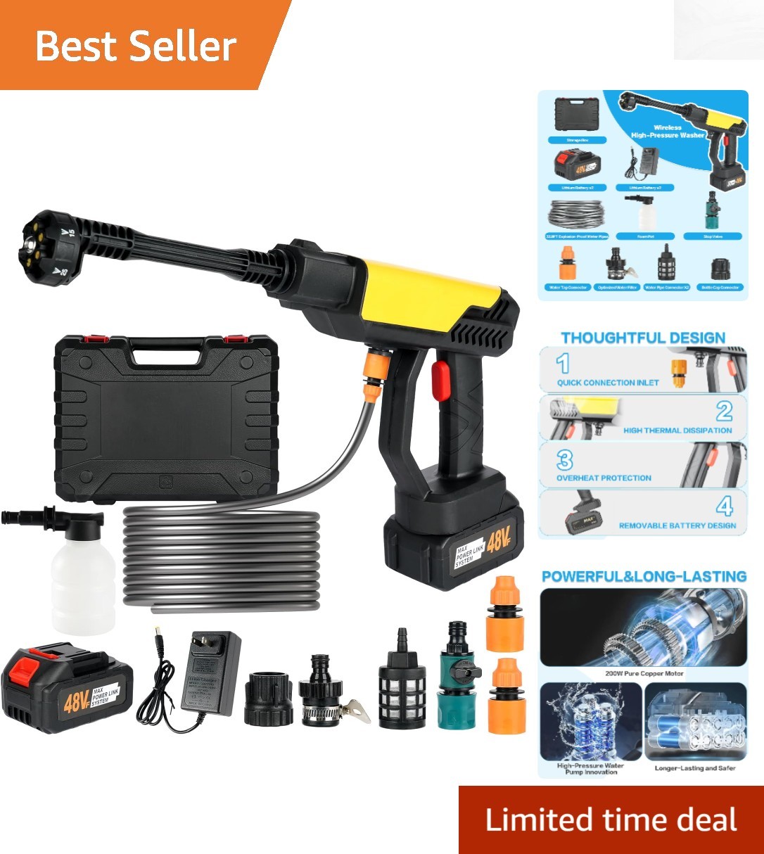 Portable 990 PSI Cordless Pressure Washer with Waterproof Storage Case Included