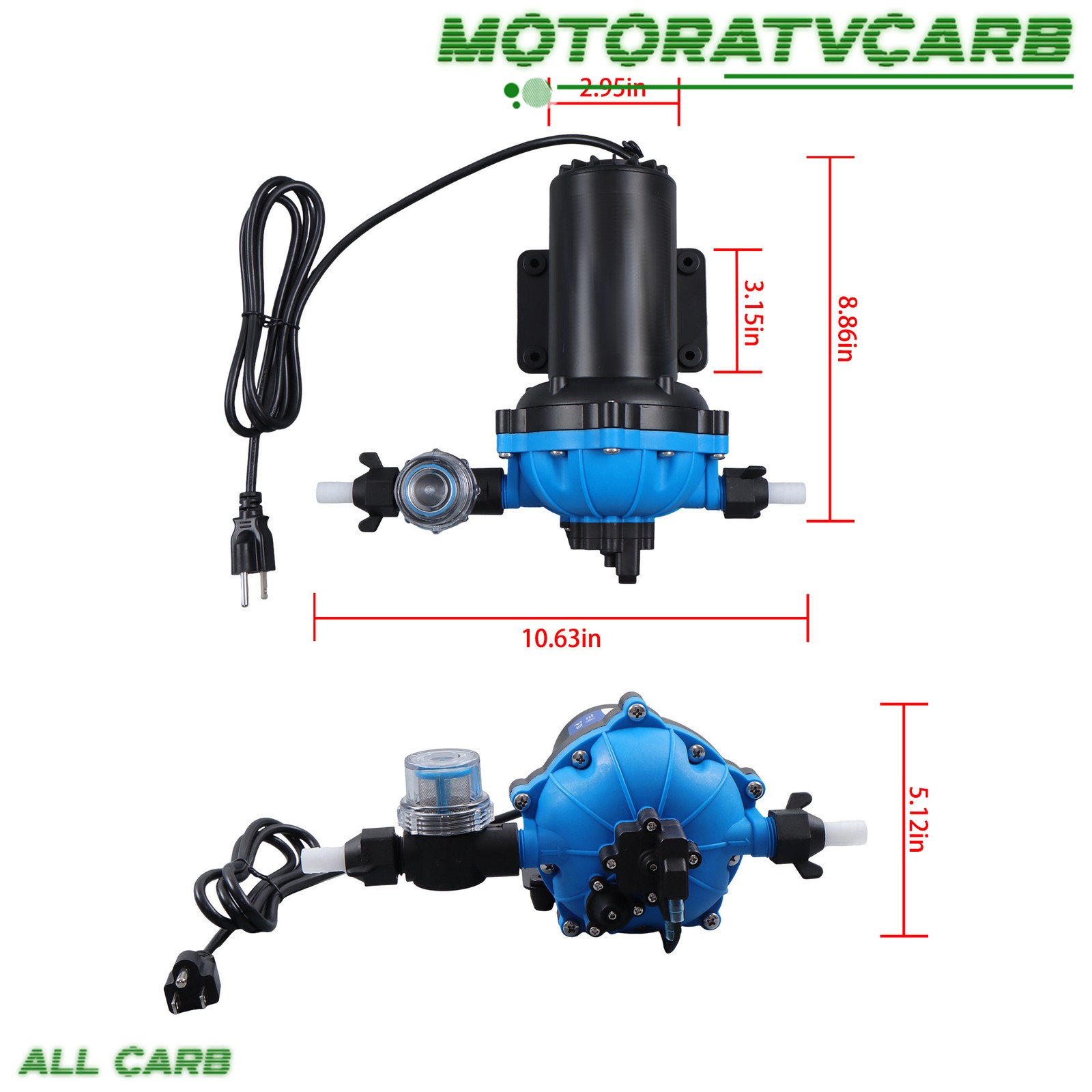 ALL-CARB Water Pressure Booster Diaphragm Pump 5-chamber 110V AC 80PSI 6GPM