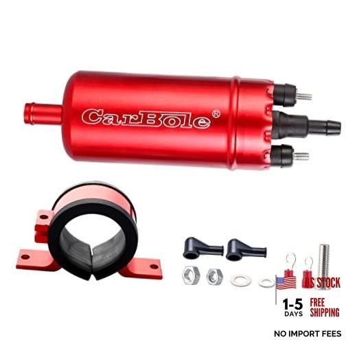 External In-Line Fuel Pump: 116 PSI High Pressure Universal 12V Electric Red