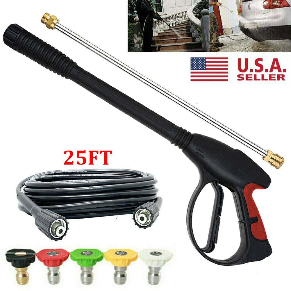 High Pressure Car Power Washer Spray Gun Wand Lance Nozzle Tips with Hose Kit
