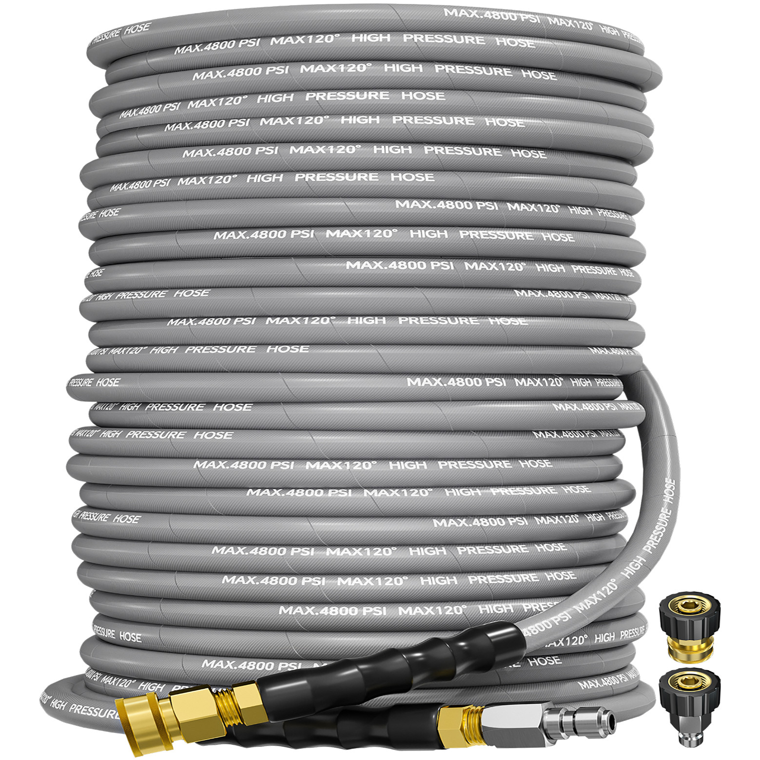 3/8″ 4800PSI Pressure Washer Hose 200FT with Swivel Quick Connect Max 248°F