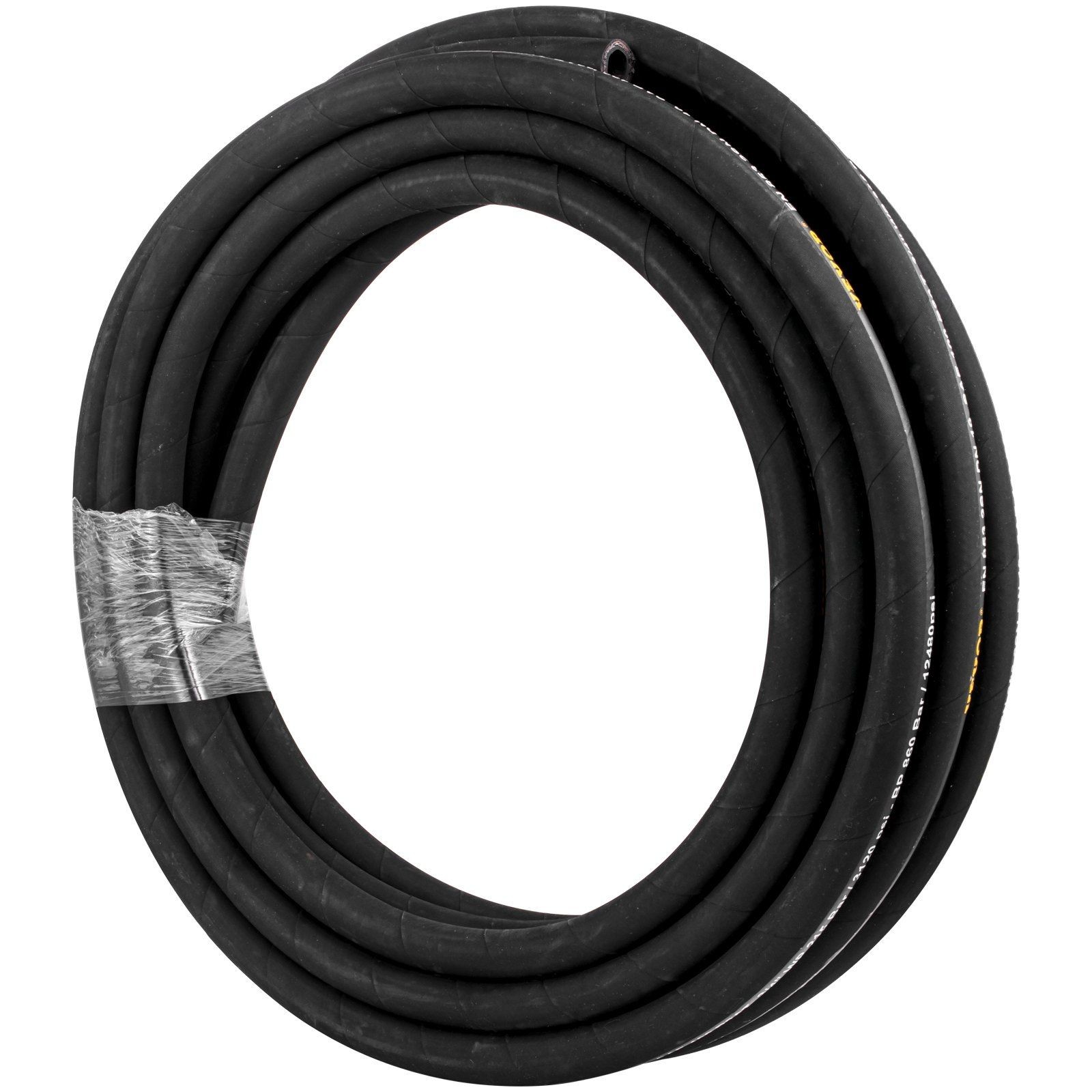 1/2inx100ft 4000PSI Rubber Hose with 2 Steel Wire Braid & Oil Resistant