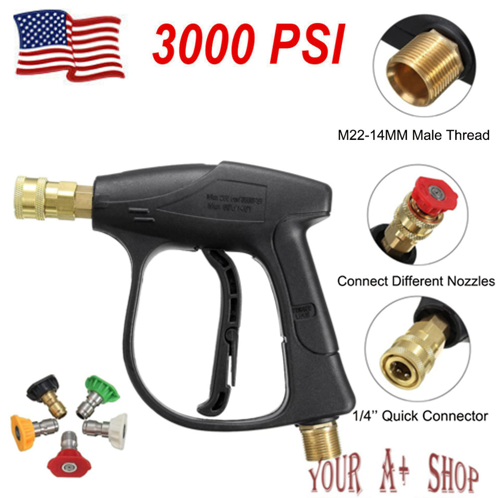 High Pressure Washer Gun Car Yard Foam Spray Short Wand Nozzle Power 3000 PSI