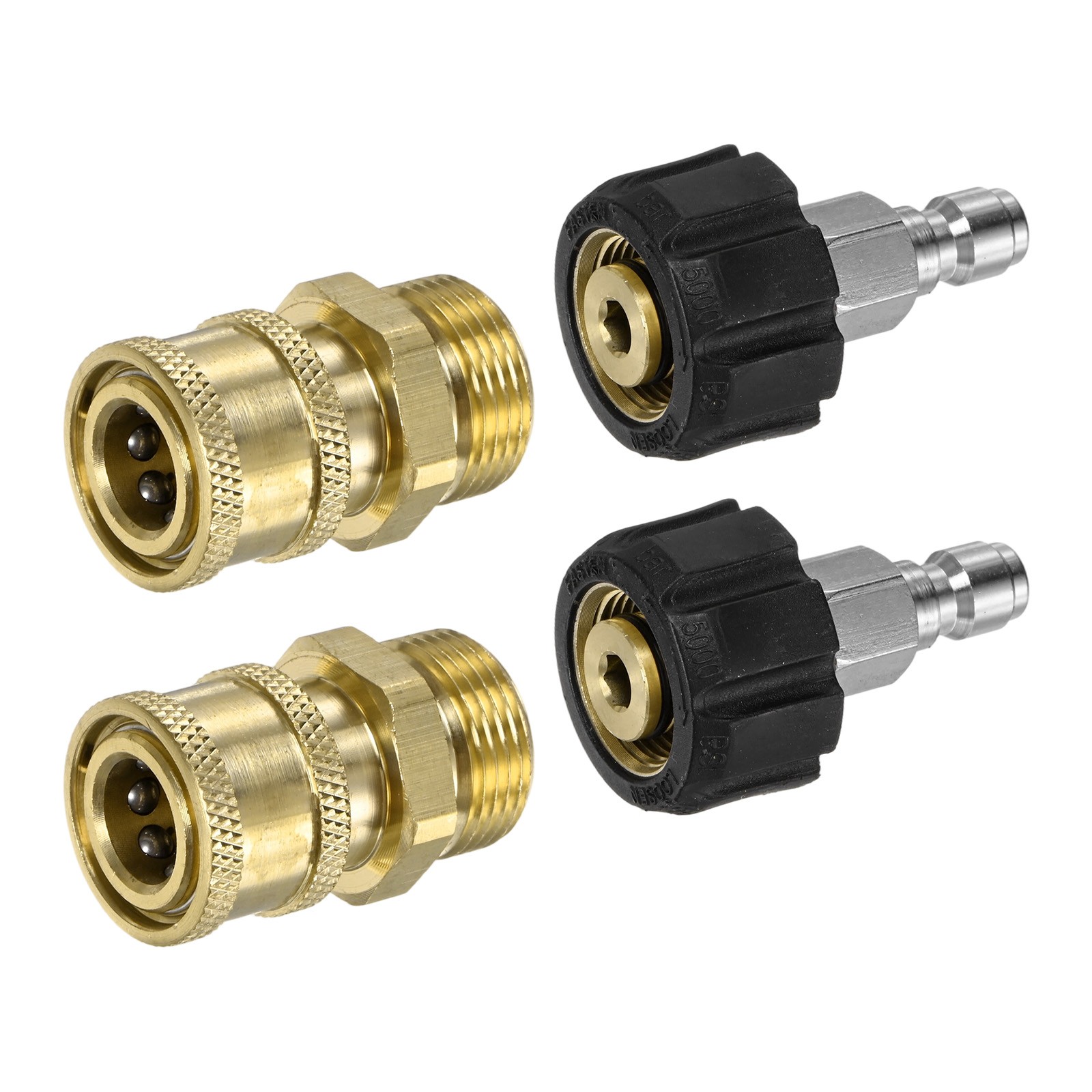 2-Set M22 15mm to 1/4 Inch Female & Male Pressure Washer Quick Connect Fittings