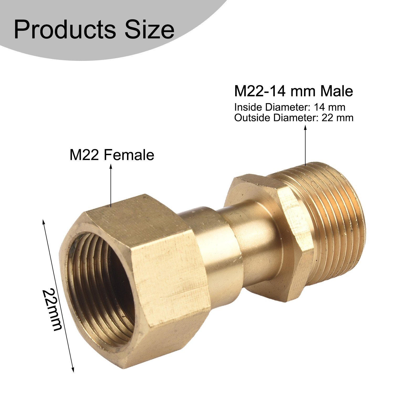 1pc Washer Adapter M22 14mm Thread Fitting Swivel Joint 1pc For Pressure Washers