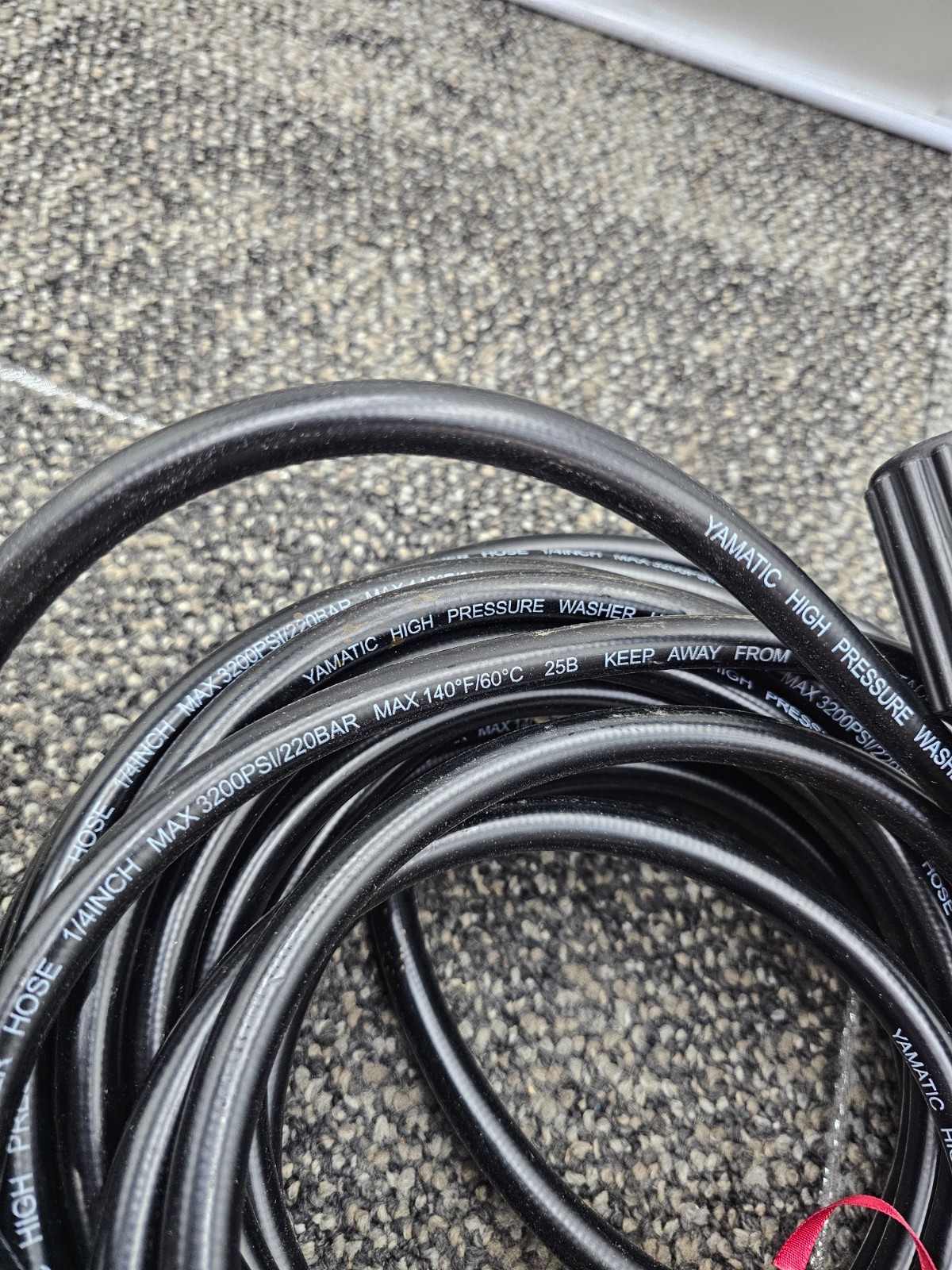 YAMATIC 50FT 3200 PSI Pressure Washer Hose 1/4″ Kink Free Black Fitting