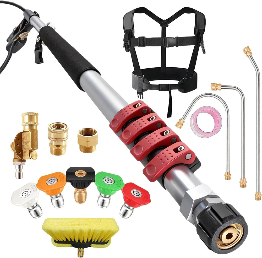 Gutter Cleaning Tools 24 FT Telescoping Pressure Washer 3 Extension Wands, Gutte