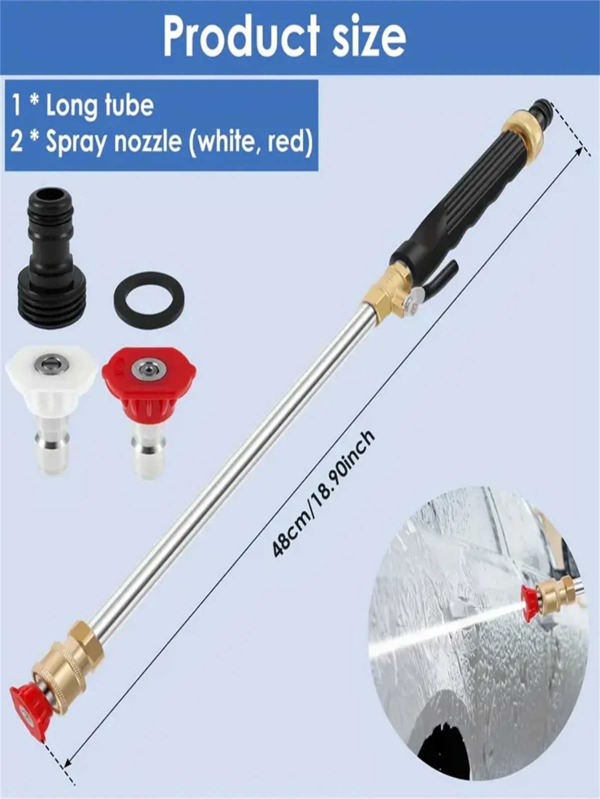 High Pressure Washer Gun – Dual Nozzles, Garden Hose Compatible for Car & Patio
