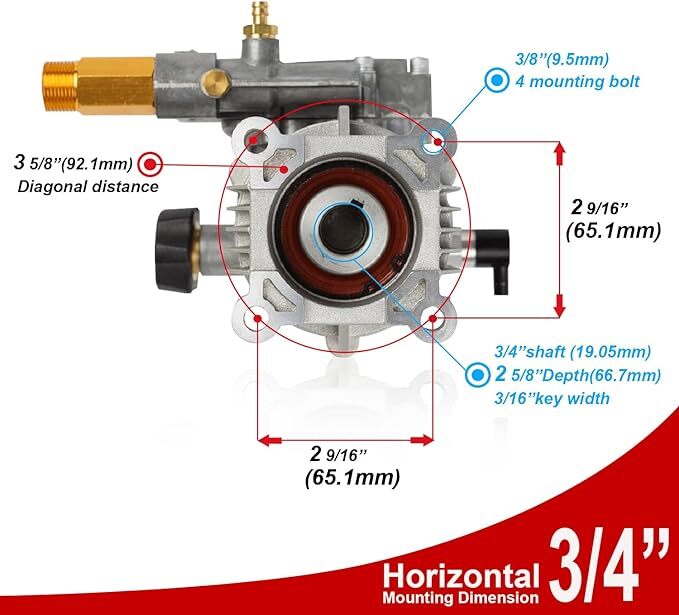 2900 PSI Power Washer Pump For Karcher Generac Homelite Horizontal 3/4″ Shaft