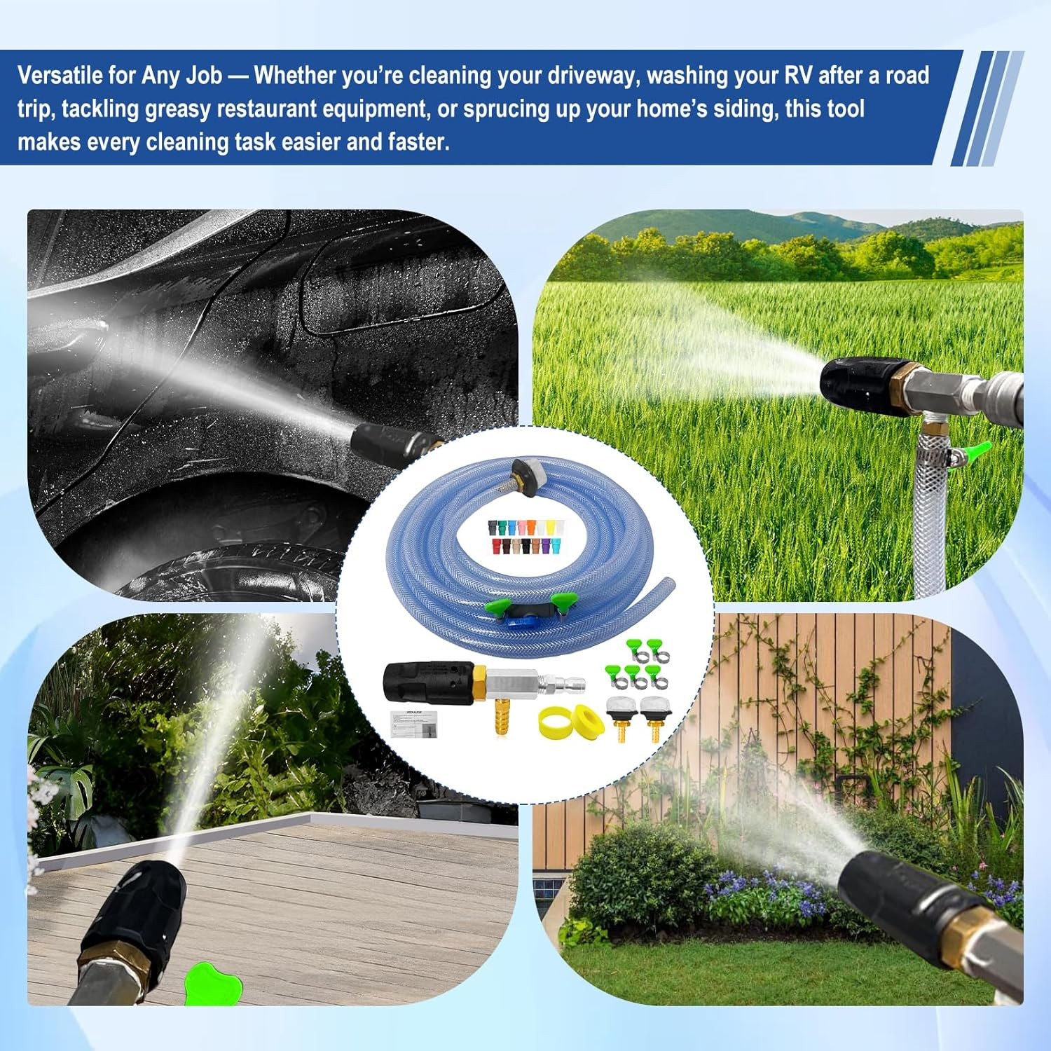 Adjustable Long Range Downstream Injection Nozzle Kit 4-4.5 GPM, Pressure Washer