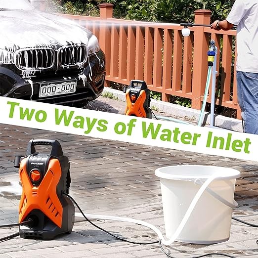 Paxcess Portable Lightweight Electric Power Washer Machine – BLACK/ORANGE
