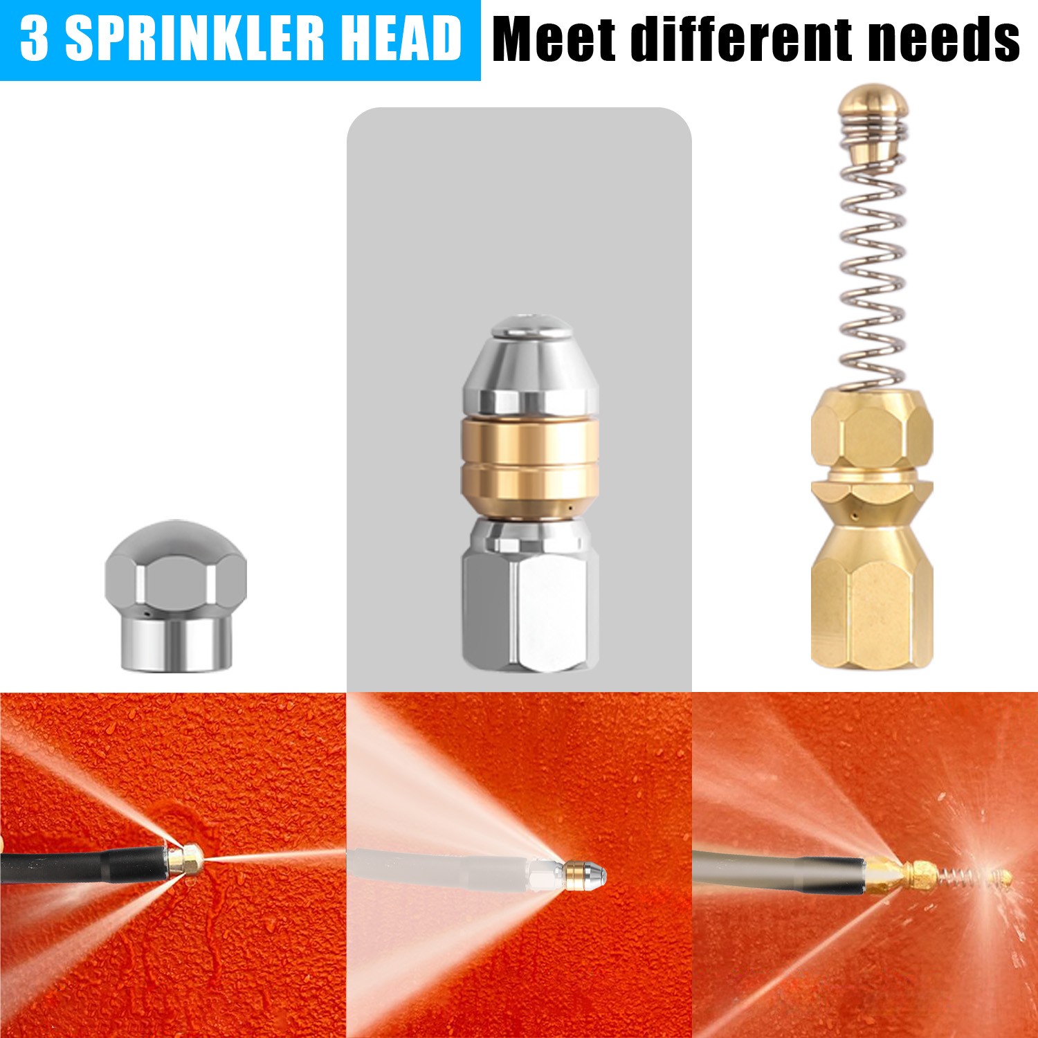 5800PSI Sewer Jetter Nozzles Kit 32FT Drain Cleaning Hose for Pressure Washer