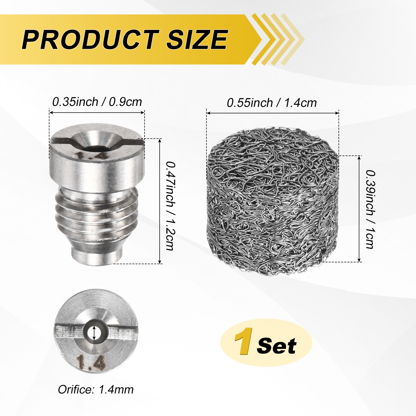 1-Set 1.4mm Orifice Foam Cannon Nozzle and Single Layer Foam Maker Meshes