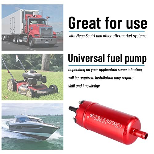 External In-Line Fuel Pump: 116 PSI High Pressure Universal 12V Electric Red