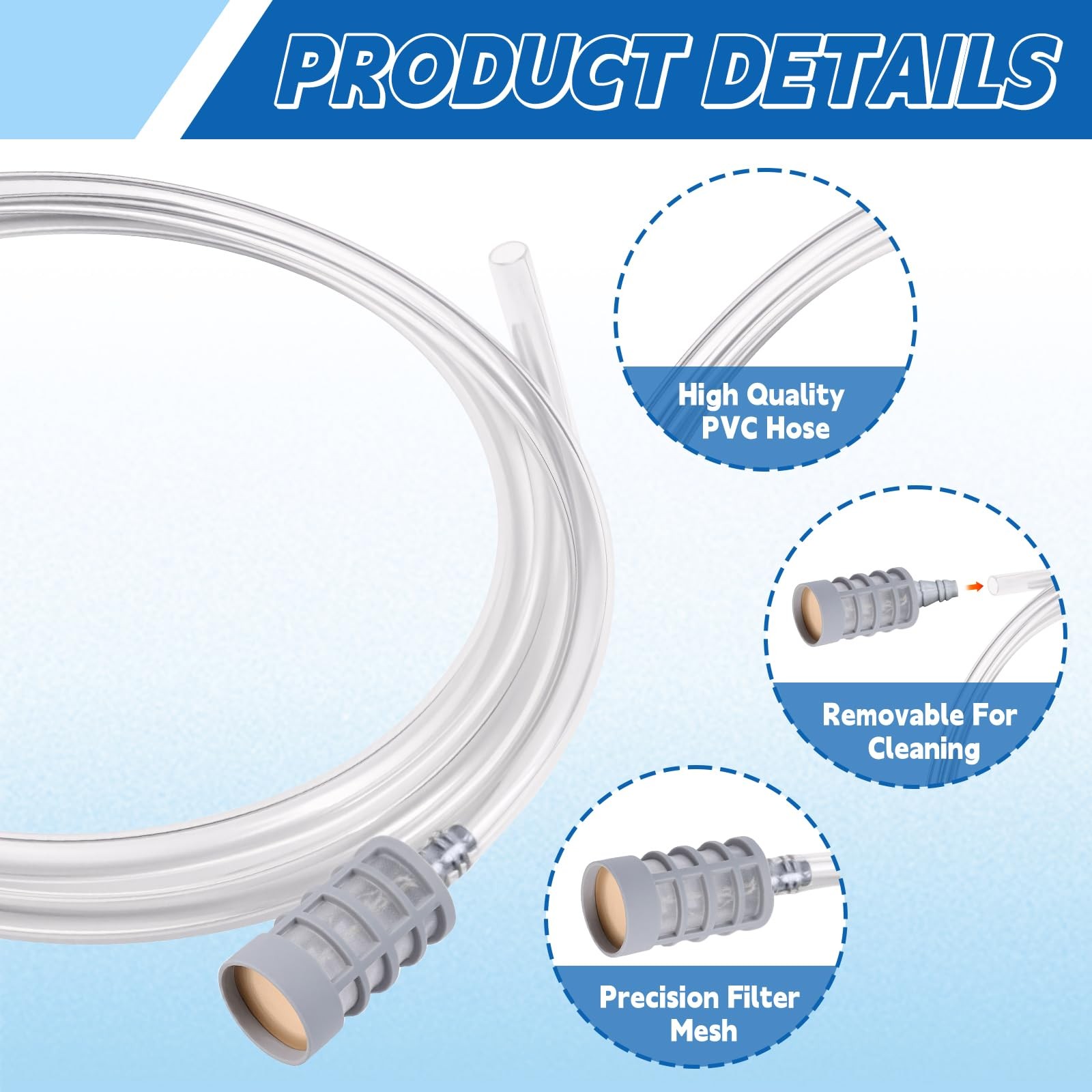 2 PCS 7102207 Soap Hose And Filter 1/4″ ID Quick Connect Replacement Part