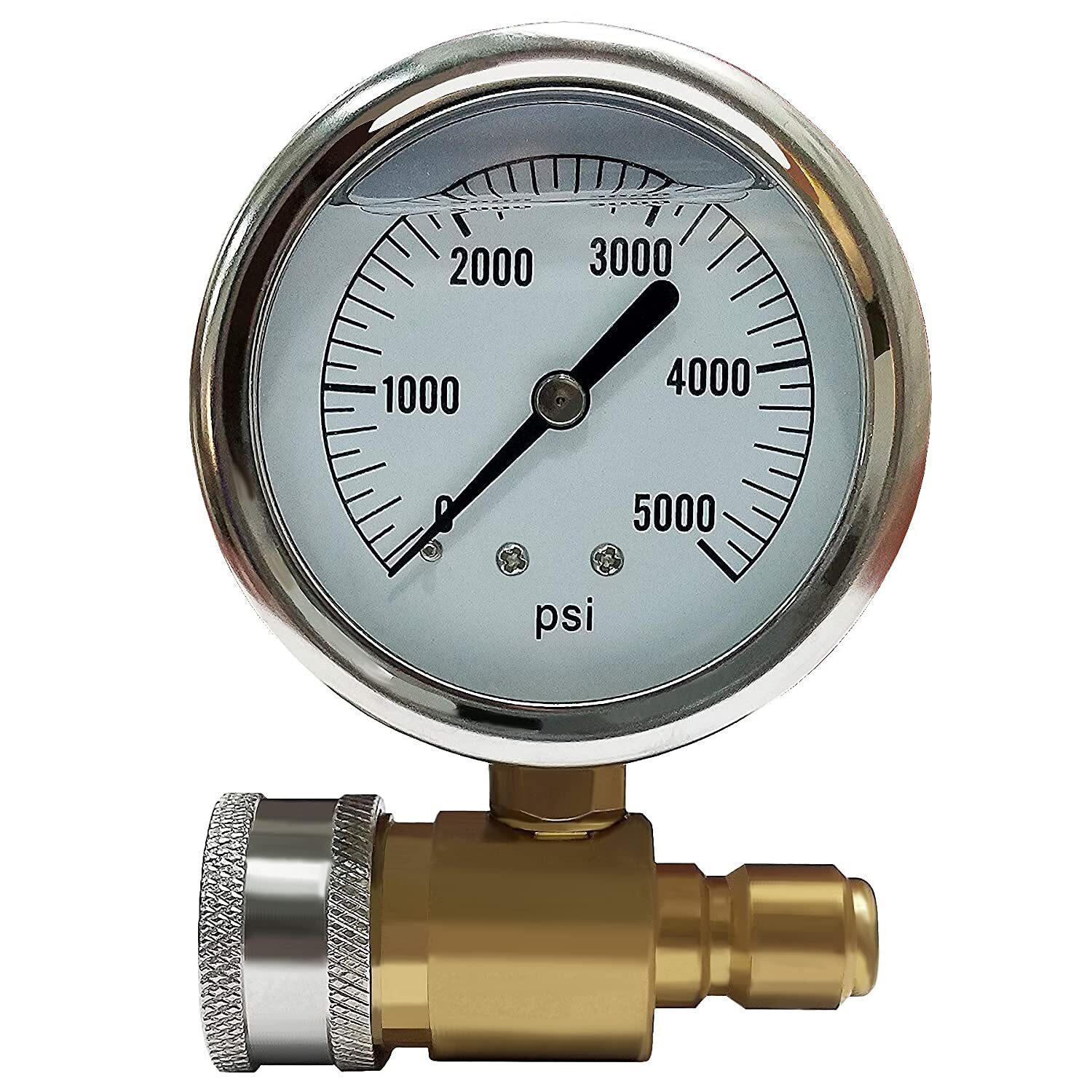 5000 Psi Pressure Gauge Kit With 3/8″ Fpt Quick Coupler Socket And 3/8″ Mpt Quic