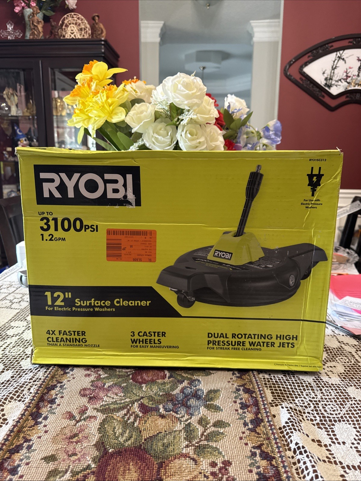 Ryobi Deal Finders 12 in. 3100 PSI Electric Pressure Washer Surface Cleaner.