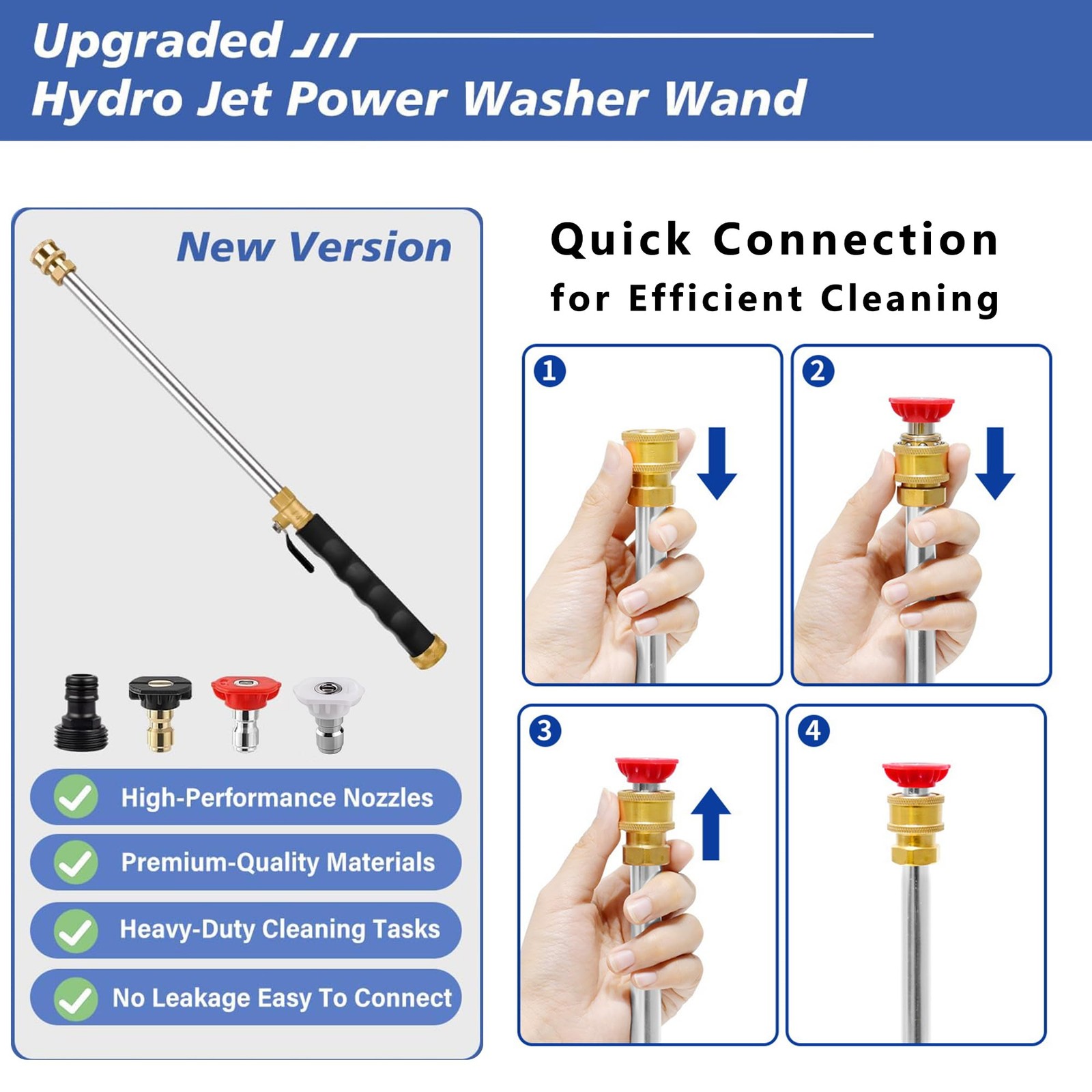 2026 Upgraded Jet Nozzle Power Washer for Garden Hose with 2 Different High-P…