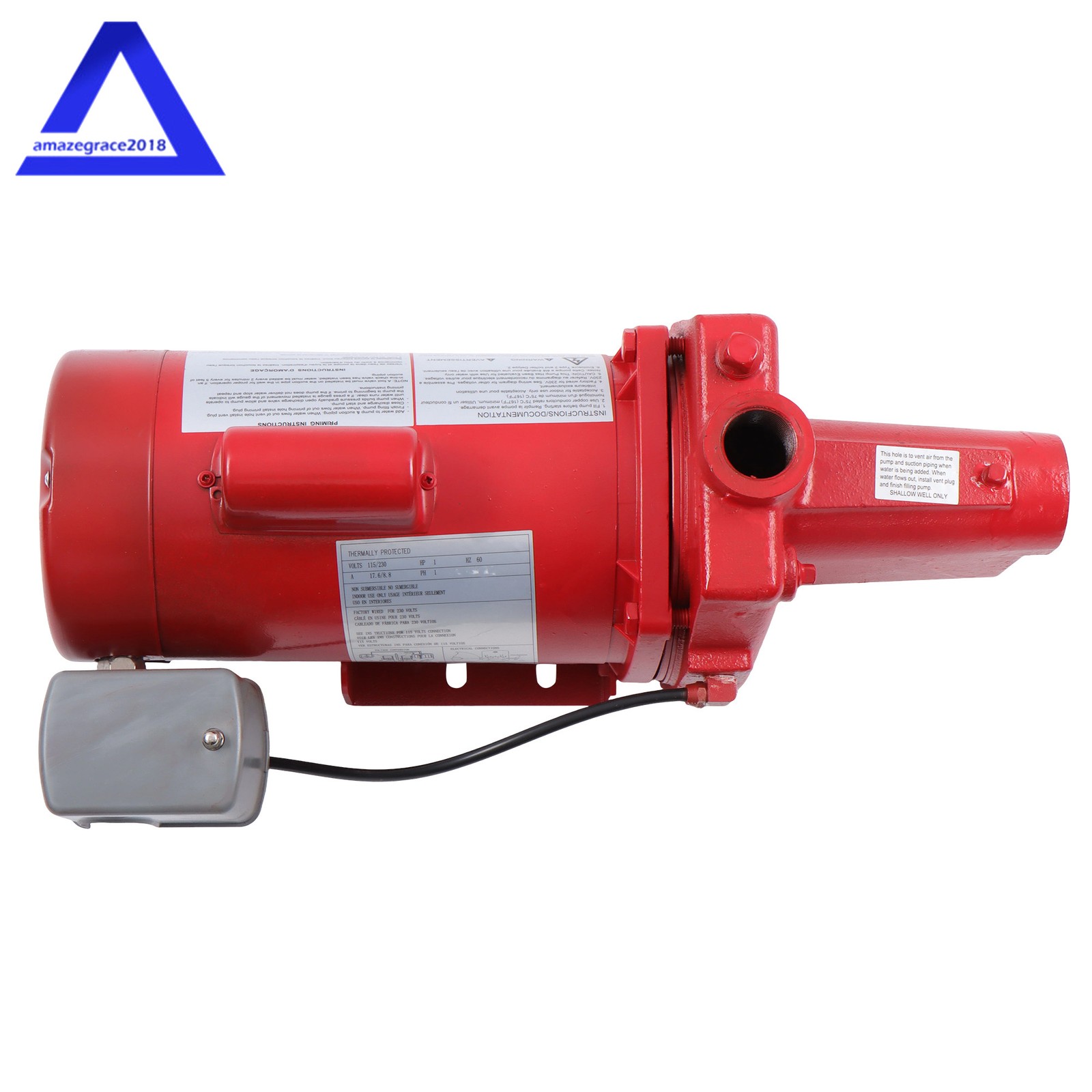 Cast Iron Shallow Well Jet Pump 1 HP 23 GPM 115/230 Volt for Irrigation 602208