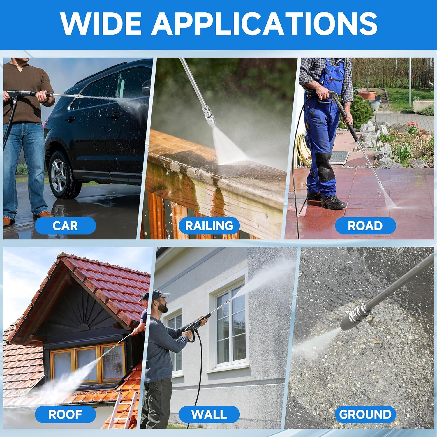 Turbo Nozzle Pressure Washer Stainless Steel, 360° Rotating Pressure Washer Nozz