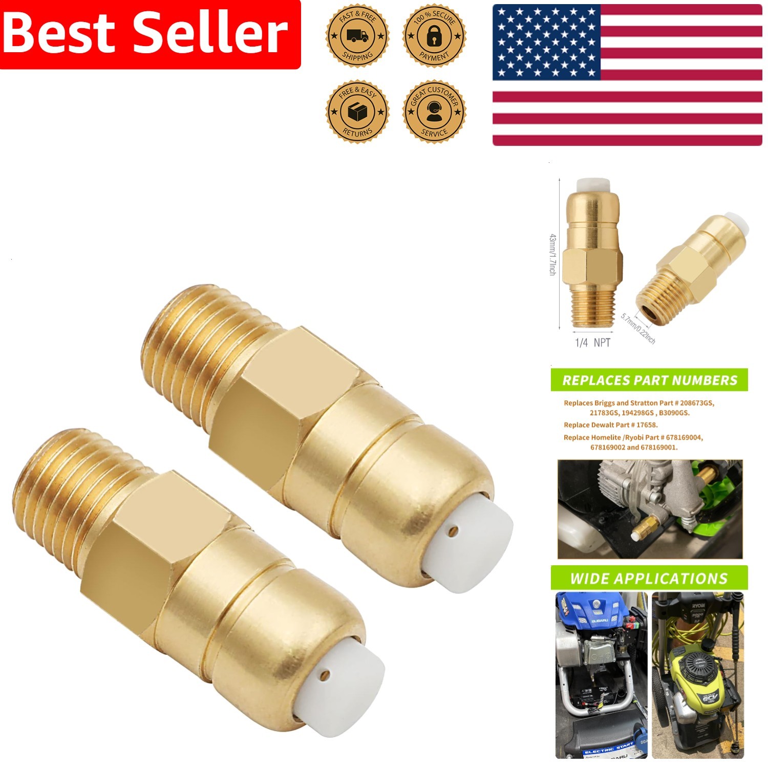 Thermal Relief Valve for Pressure Washer Pump 1/4