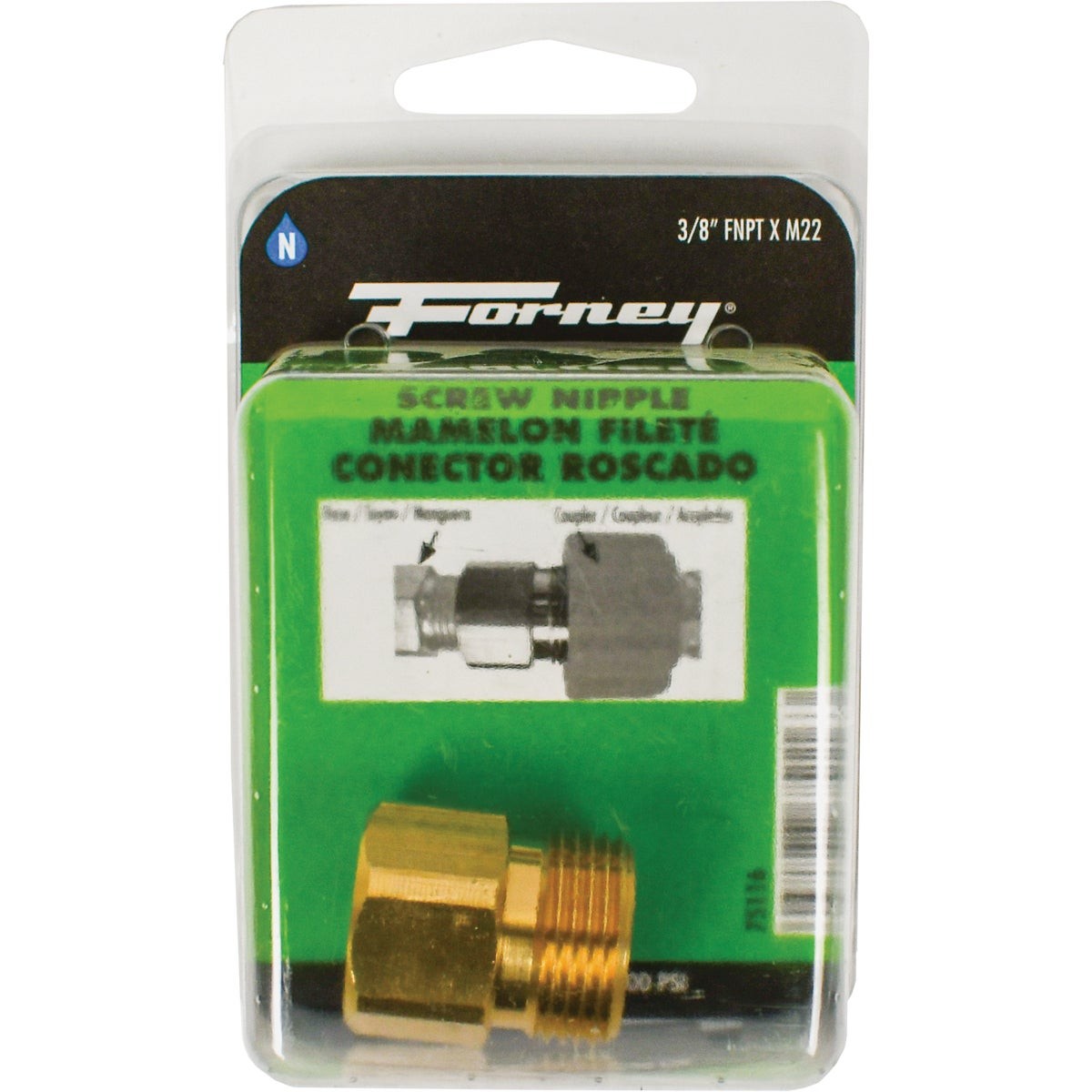 Forney 3/8 In. Female Pressure Washer Screw Nipple 75116 Forney 75116