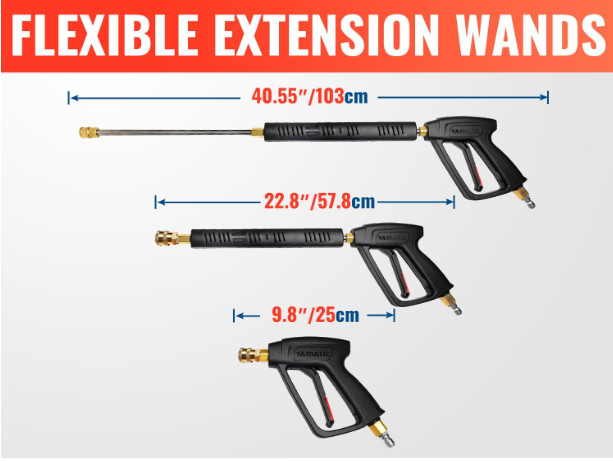 Pressure Washer Gun Wand with Swivel, 3/8″ Plug & M22 Coupler, 4000 PSI